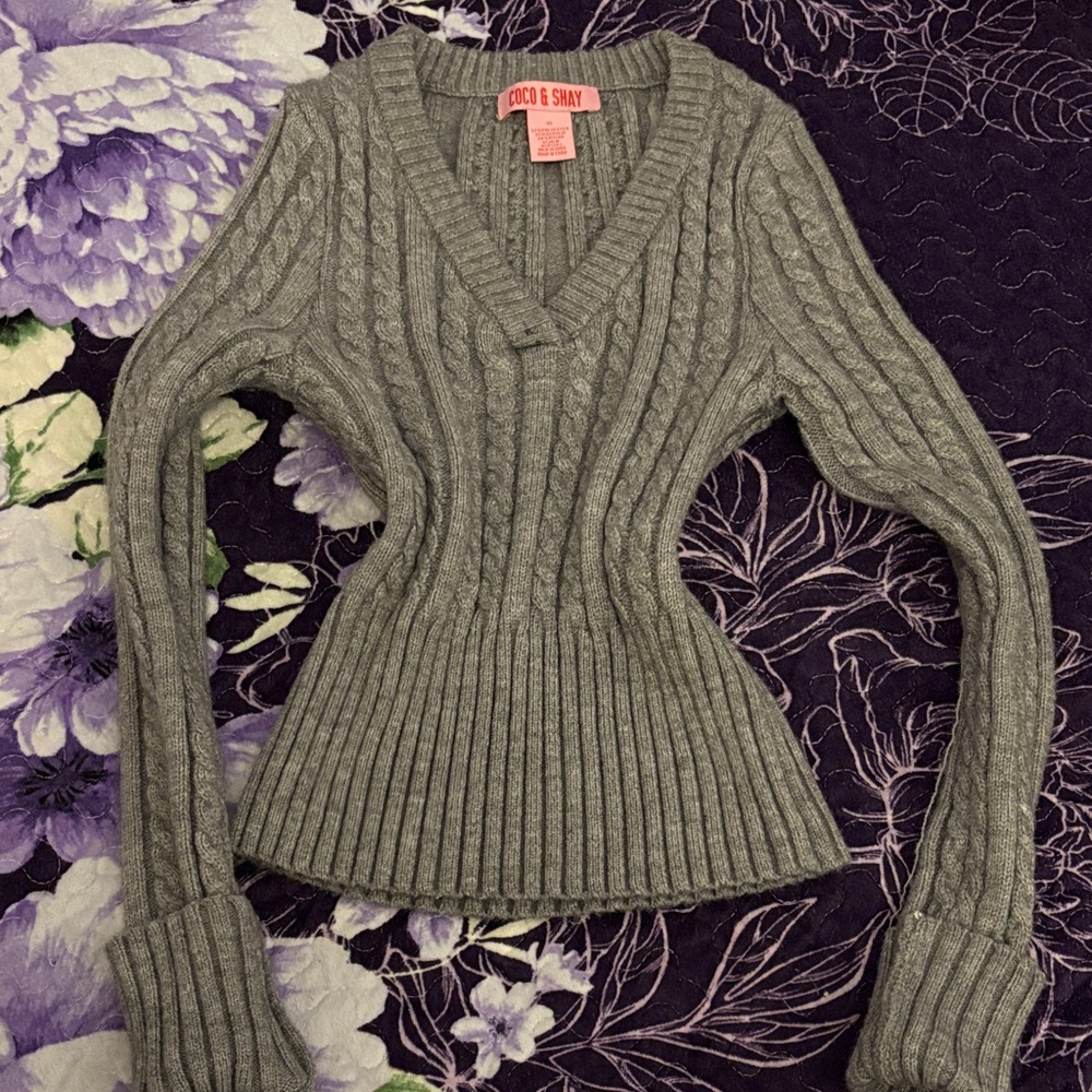 Gray Cable Knit Sweater